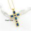 Fashion Blue Copper Inlaid Zirconium Cross Necklace