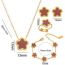 Fashion Four-piece Red Shell Set Stainless Steel Mother-of-pearl Flower Bracelet Necklace Earrings Ring Set