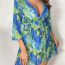 Fashion Emerald Polyester Printed Swimsuit Sun Protection Cover-up