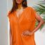 Fashion Orange Red Mesh V-neck Swimsuit Cover-up Dress