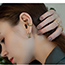 Fashion Silver Metal Geometric Oval Earrings