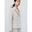 Fashion Beige Gray Polyester Blazer With Lapel Pockets
