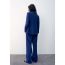 Fashion Navy Blue Polyester Blazer With Lapel Pockets