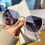 Fashion Silver Frame Gradient Chip C4 Tac Square Large Frame Sunglasses