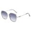 Fashion Silver Framed Blue Film C2 Tac Square Large Frame Sunglasses