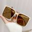 Fashion Off-white Framed Tea Slices Large Square Frame Sunglasses
