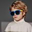 Fashion All Gloss Black Large Square Frame Children's Sunglasses