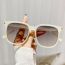 Fashion Off-white Framed Tea Slices Pc Square Large Frame Sunglasses