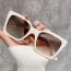 Fashion Off-white Framed Gray Powder Tablets Pc Square Large Frame Sunglasses