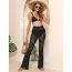 Fashion Black See-through Floral Lace Flared Trousers