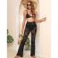 Fashion Black See-through Floral Lace Flared Trousers