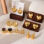 Fashion Golden 1 Copper Set Zircon Love Earrings