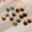 Fashion Color Copper Round Natural Stone Pendant Earrings