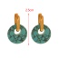 Fashion Green Copper Round Natural Stone Pendant Earrings