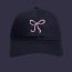 Fashion Navy Blue Cotton Bow Embroidered Baseball Cap