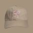 Fashion Beige Cotton Bow Embroidered Baseball Cap