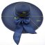 Fashion Navy Blue Straw Bow Large Brim Sun Hat