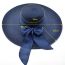 Fashion Navy Blue Straw Large Brim Ribbon Sun Hat