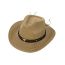 Fashion Brown Straw Rolled Hem Denim Sun Hat