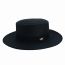 Fashion Black Flat Top Covered Webbing Large Brimmed Sun Hat