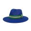 Fashion Navy Blue Color Block Web Straw Sun Hat
