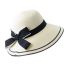 Fashion Navy Blue Straw Bow Foldable Sun Hat