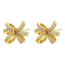 Fashion 1# Copper Inlaid Zirconia Bow Stud Earrings