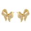 Fashion 2# Copper Inlaid Zirconia Bow Stud Earrings