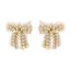 Fashion 5# Copper Inlaid Pearl Bow Earrings