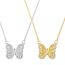 Fashion White Gold Necklace Gold Plated Copper Butterfly Necklace With Zirconium