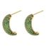 Fashion 1 Pair Of White Gold Green Diamonds Copper Diamond C-shaped Stud Earrings