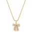 Fashion Silver Copper Inlaid Pearl Bow Necklace