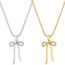 Fashion Silver Gold Plated Copper Bow Necklace With Zirconium