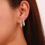 Fashion Silver Stainless Steel Diamond Oval Earrings