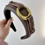 Fashion Coffee Color Leather Wide-brimmed Headband With Metal Buckle