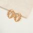Fashion Orange Copper Inlaid Diamond Hollow Leaf Earrings