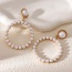 Fashion White Alloy Pearl Pendant Round Earrings (Alloy+pearl)