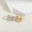 Fashion Square White Zirconium (gold) Gold-plated Copper Inlaid Zirconium C-shaped Earrings