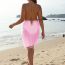 Fashion Pink Polyester Fringed One-piece Strappy Skirt