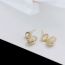 Fashion Full Diamond Oval (real Gold Plating To Maintain Color) Copper Inlaid Zirconium Oval Stud Earrings