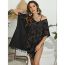 Fashion Black See-through Lace Fringed Overskirt