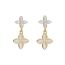Fashion Mangxing (real Gold Electroplating To Maintain Color) Copper Inlaid Zirconia Star Cat Eye Earrings