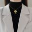 Fashion Gold Titanium Steel Diamond Heart Flower Necklace