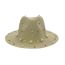 Fashion Khaki Straw Pearl Flat Brim Sun Hat