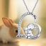 Fashion Two Little Rabbits Necklace Alloy Diamond Love Rabbit Necklace