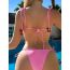 Fashion Pink Nylon Cherry Fringe Lace-up Tankini Swimsuit Bikini