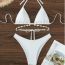 Fashion White Polyester Halterneck Lace-up One-piece Swimsuit Bikini