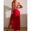 Fashion Red Polyester Tankini Swimsuit Bikini Mesh Beach Skirt Set