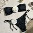 Fashion Black And White Nylon Floral Lace-up One-piece Swimsuit Bikini
