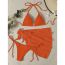 Fashion Orange Red Polyester Halterneck Strappy Two-piece Swimsuit Bikini Beach Skirt Set